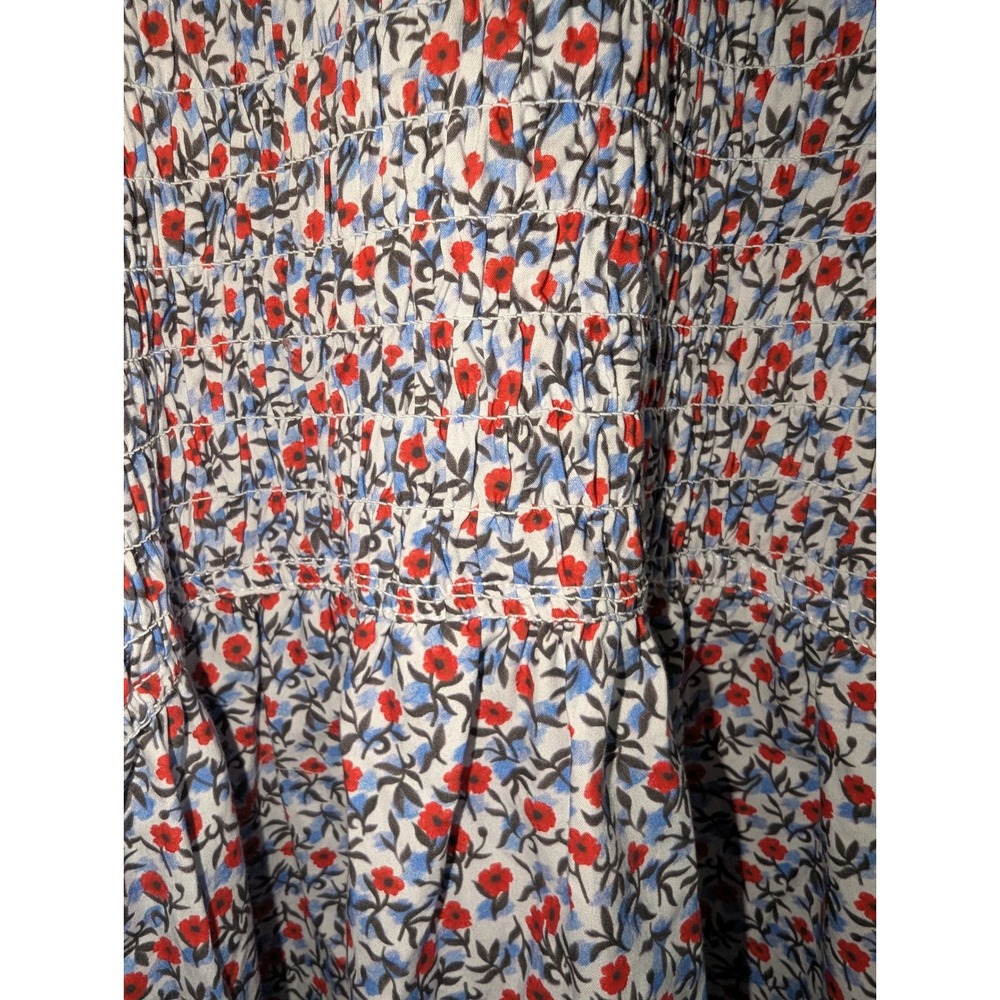 J.Crew Smocked Midi Meadow Dress in Poppy Womens XL Floral Cotton Puff Sleeve‎ - Picture 11 of 14